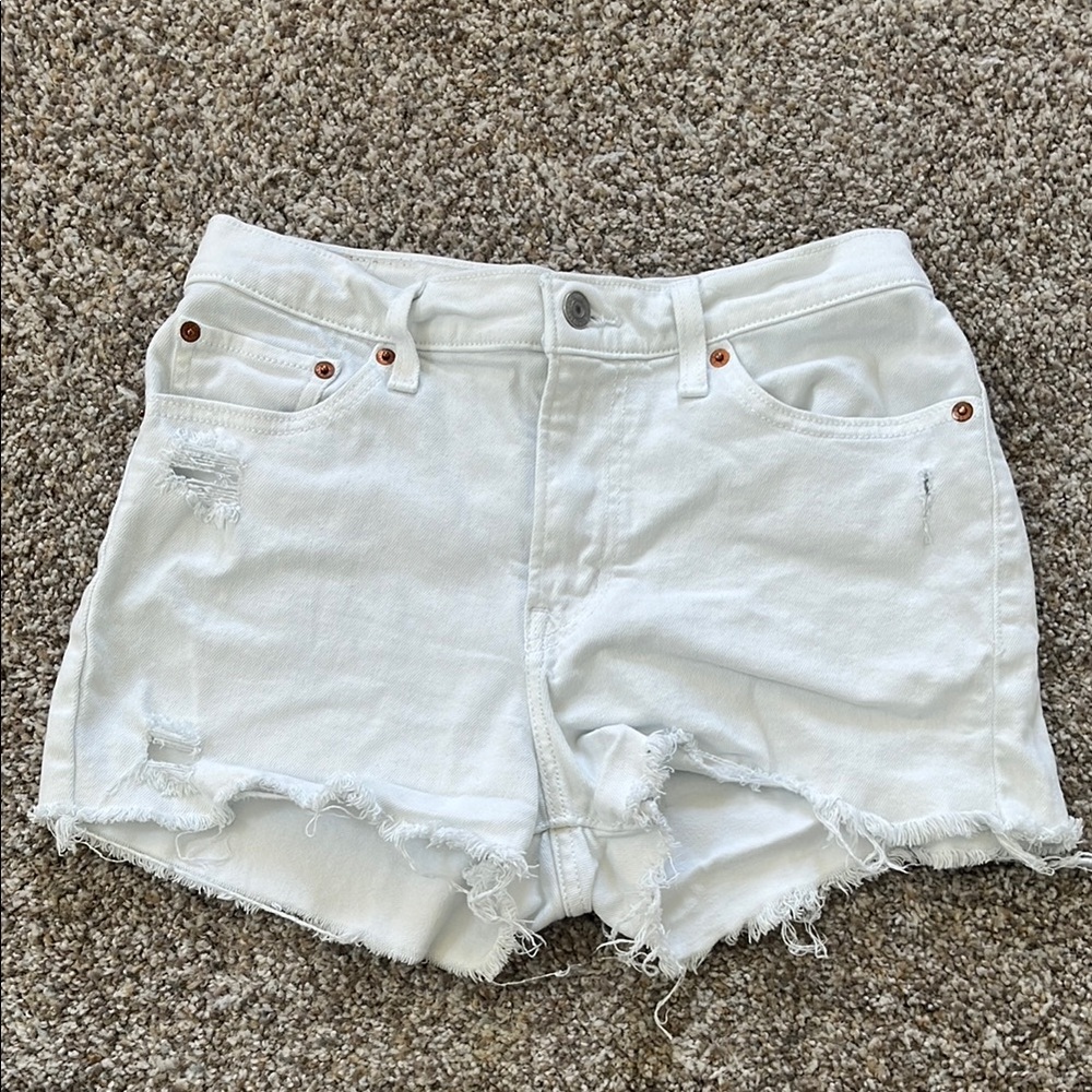 Levi's White Distressed Jean Shorts